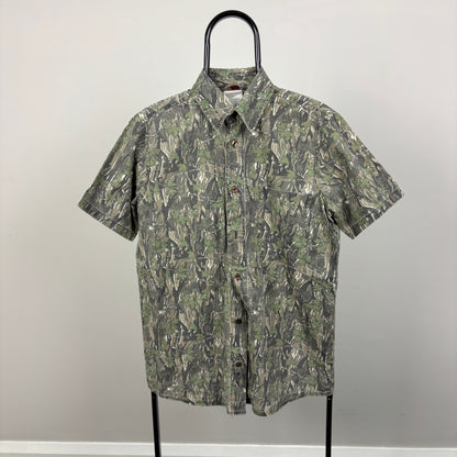 00s Carhartt Camo Shirt T-Shirt Green Medium