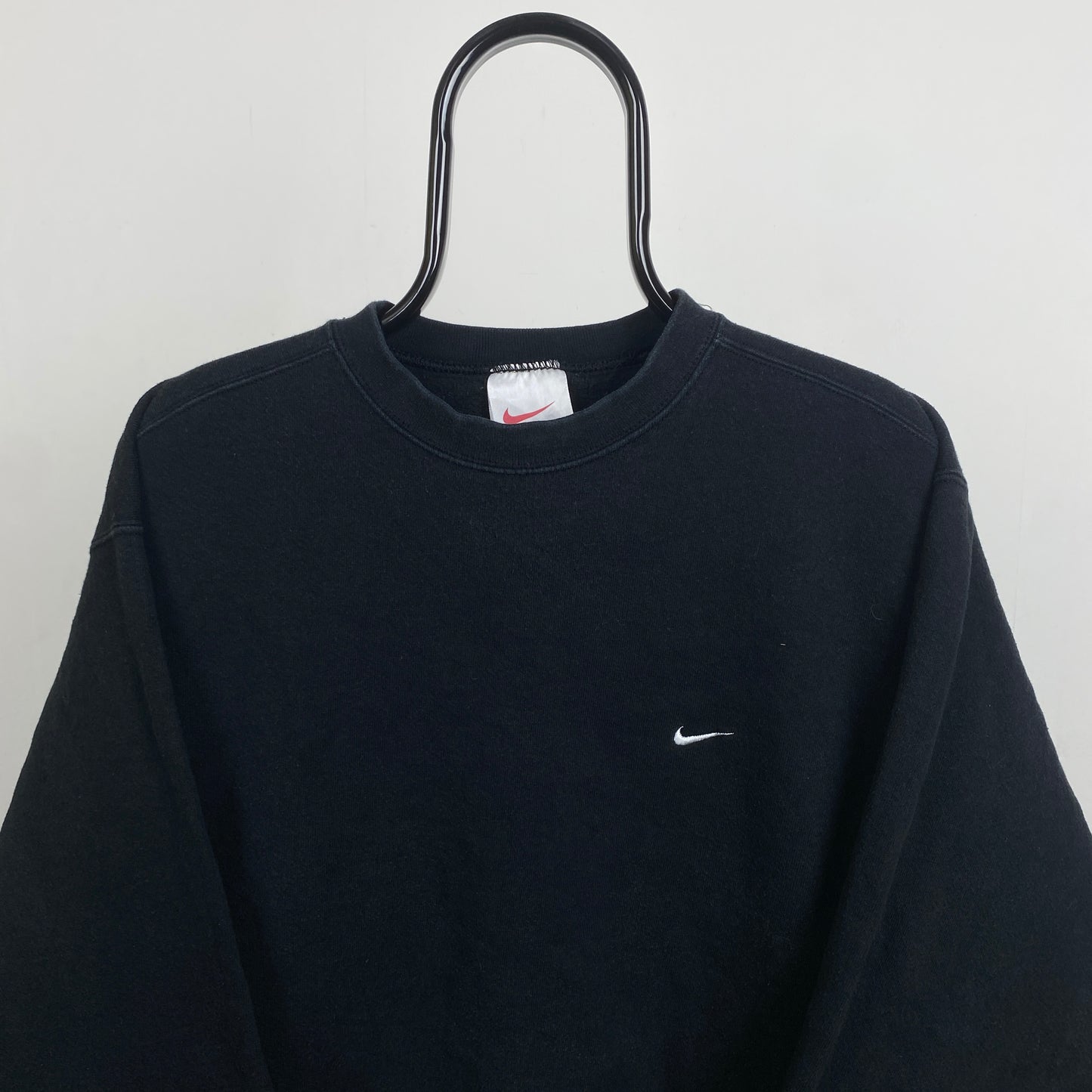 90s Nike Swoosh Sweatshirt Black Medium