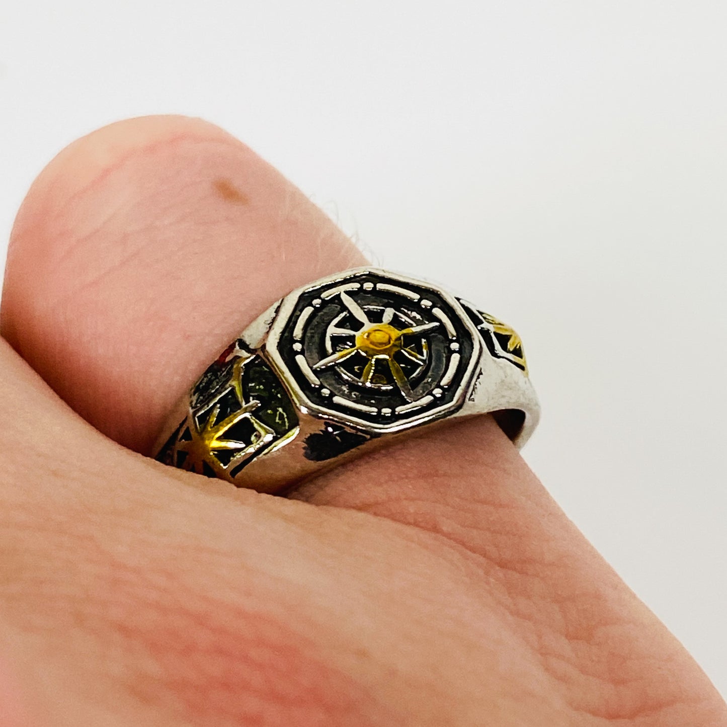 Retro Adjustable Compass Ring Silver