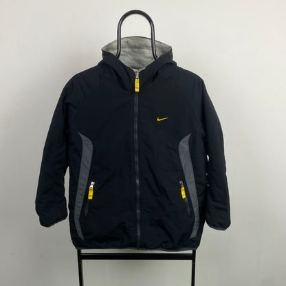 00s Nike Reversible Fleece Coat Jacket Black XS