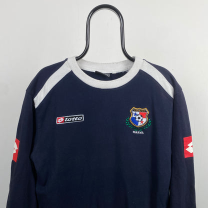 Retro Lotto Panama Football Sweatshirt Blue Large