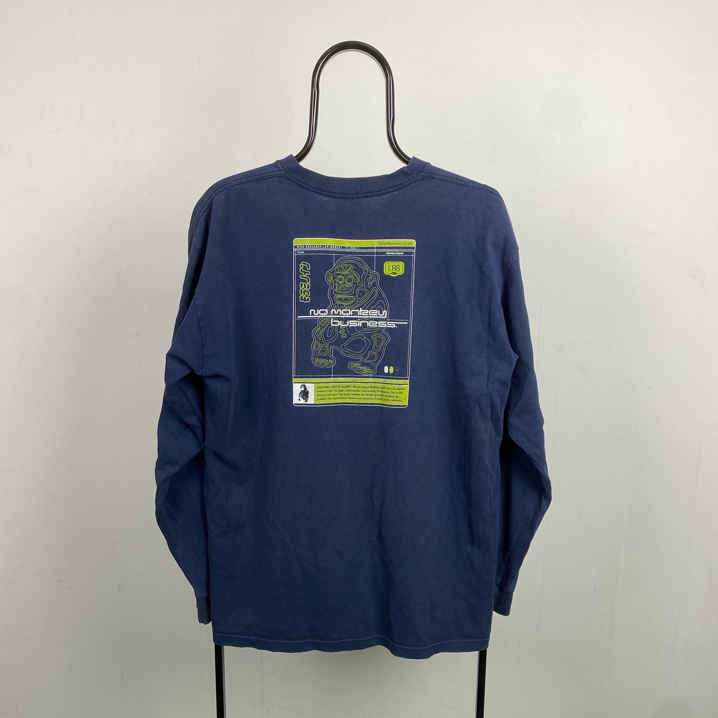 00s Nike Lab Monkey Long Sleeve T-Shirt Blue Medium