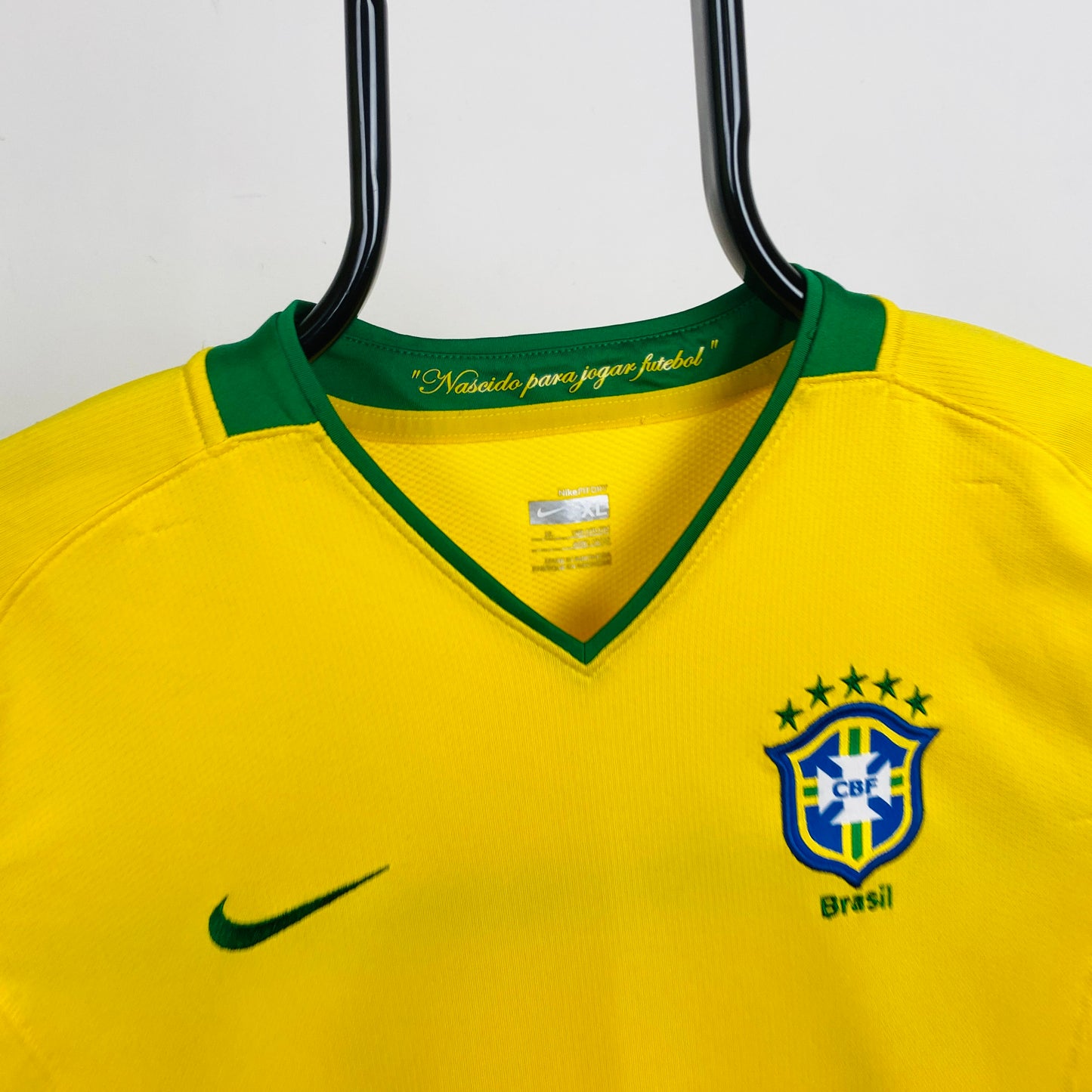 00s Nike Brazil Football Shirt T-Shirt Yellow Small