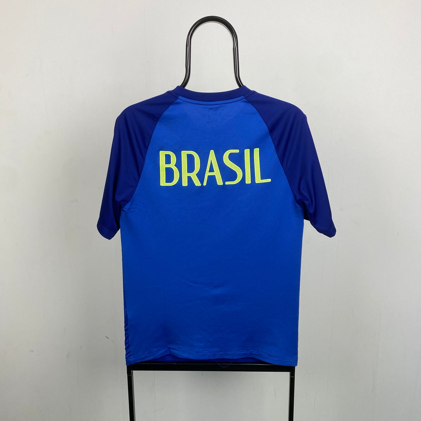 00s Nike Brazil Football Shirt T-Shirt Blue Small