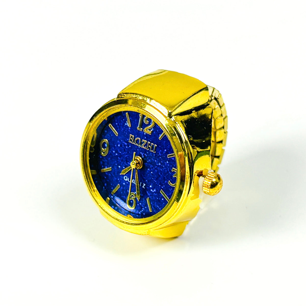 Glitter Watch Ring Gold Blue