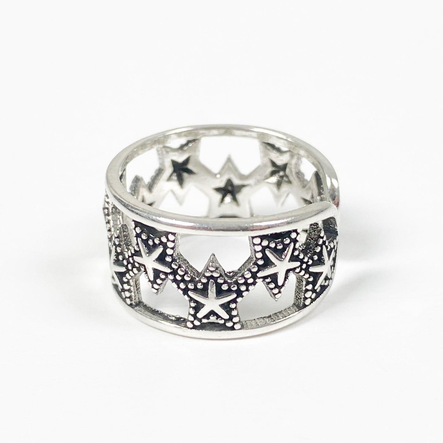 Vintage Star Ring Silver Adjustable