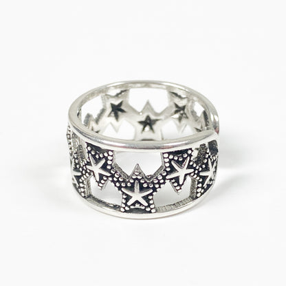 Vintage Star Ring Silver Adjustable