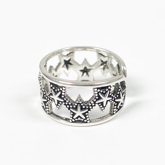 Vintage Star Ring Silver Adjustable