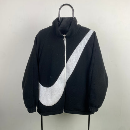 00s Nike Reversible Fleece Coat Jacket Black Small