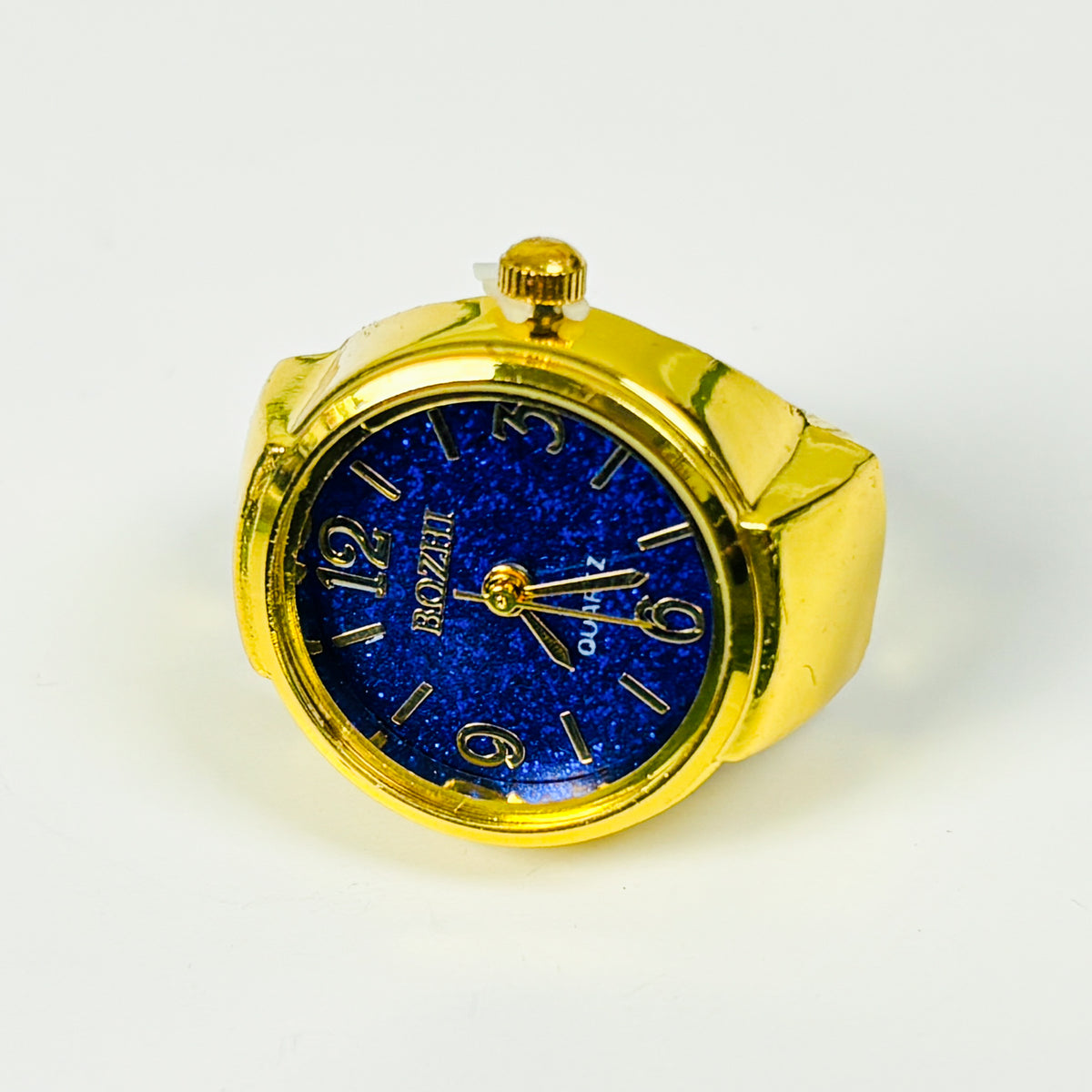 Glitter Watch Ring Gold Blue