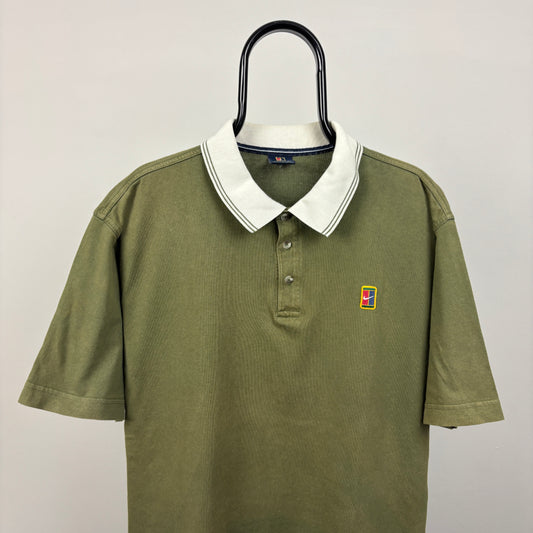 90s Nike Challenge Court Polo Shirt T-Shirt Green Large