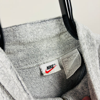 90s Nike Court Towelling 1/4 Zip Sweatshirt Grey Large