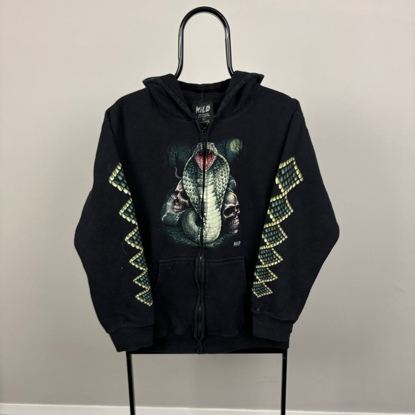 90s Wild Snake Zip Hoodie Black Large
