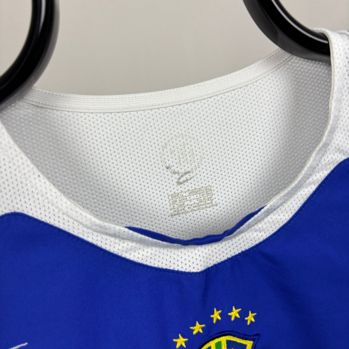 90s Nike Brazi Football Shirt T-Shirt Blue Large