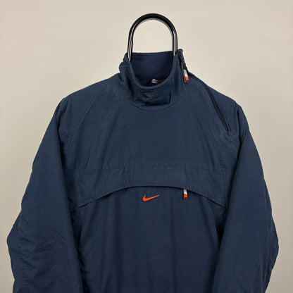 90s Nike Reversible Sidewinder Fleece Coat Jacket Blue Small