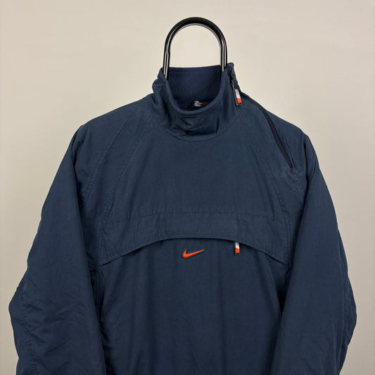 90s Nike Reversible Sidewinder Fleece Coat Jacket Blue Small