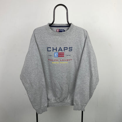 Retro Chaps Ralph Lauren Sweatshirt Grey Large