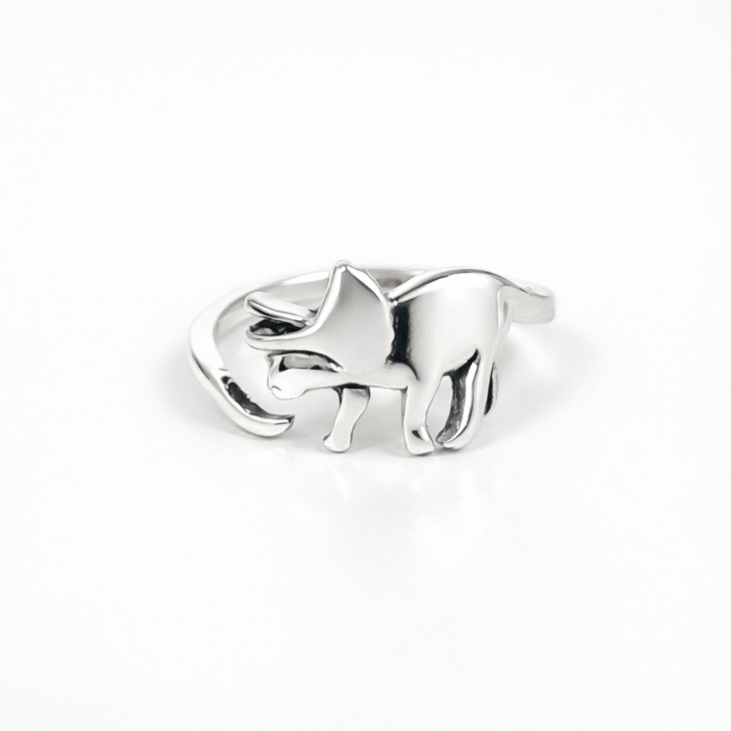 Triceratops Dinosaur Ring Silver