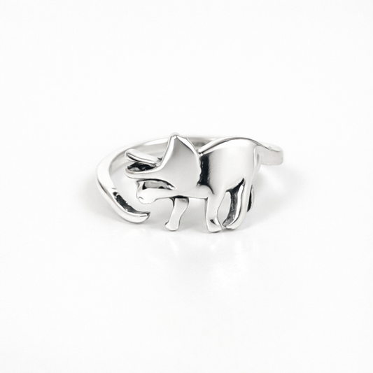 Triceratops Dinosaur Ring Silver