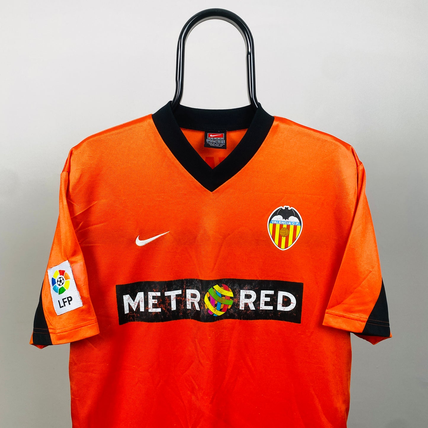 00s Nike Valencia Ayala 4 Football Shirt T-Shirt Orange Small