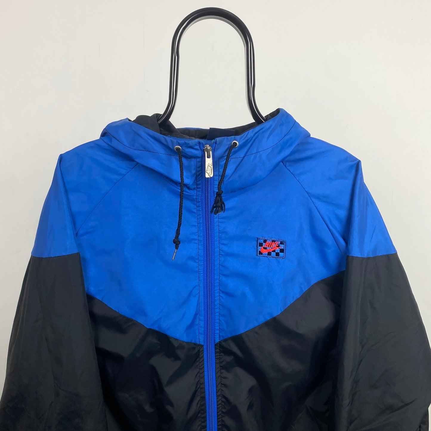 80s Nike John McEnroe Checkerboard Windbreaker Jacket Blue XL