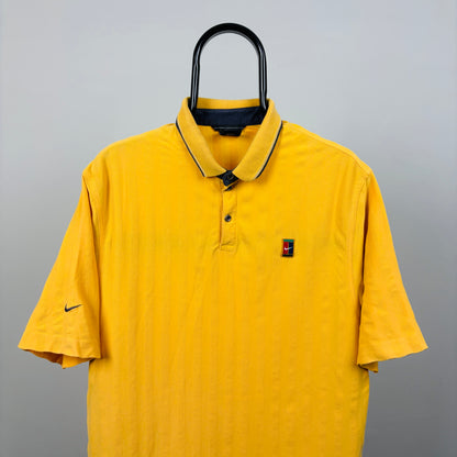90s Nike Court Polo Shirt T-Shirt Yellow Medium