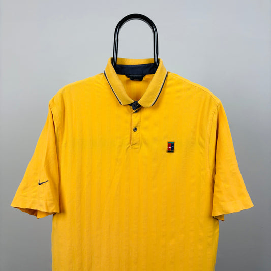 90s Nike Court Polo Shirt T-Shirt Yellow Medium