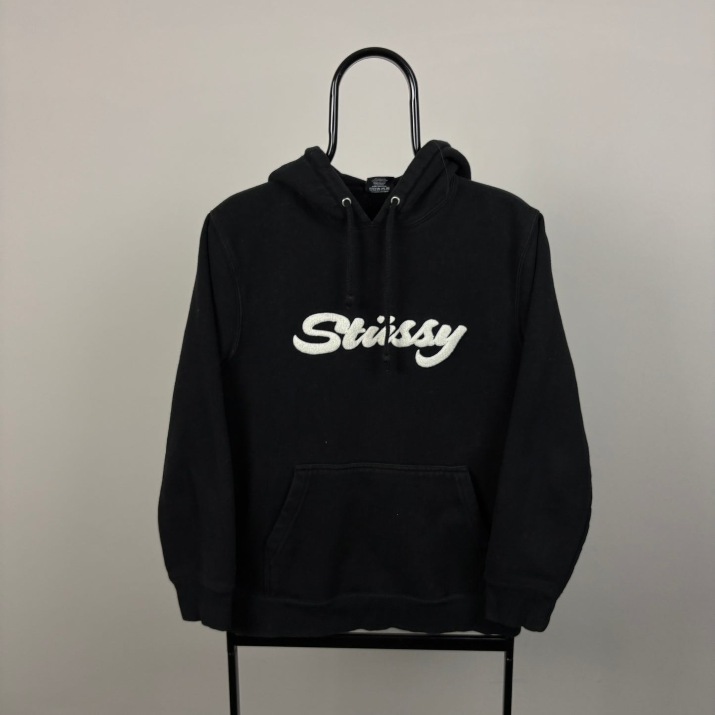 00s Stussy Chenille Logo Hoodie Black Small