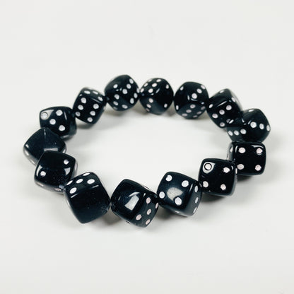 Retro Dice Bracelet Necklace Chain Black