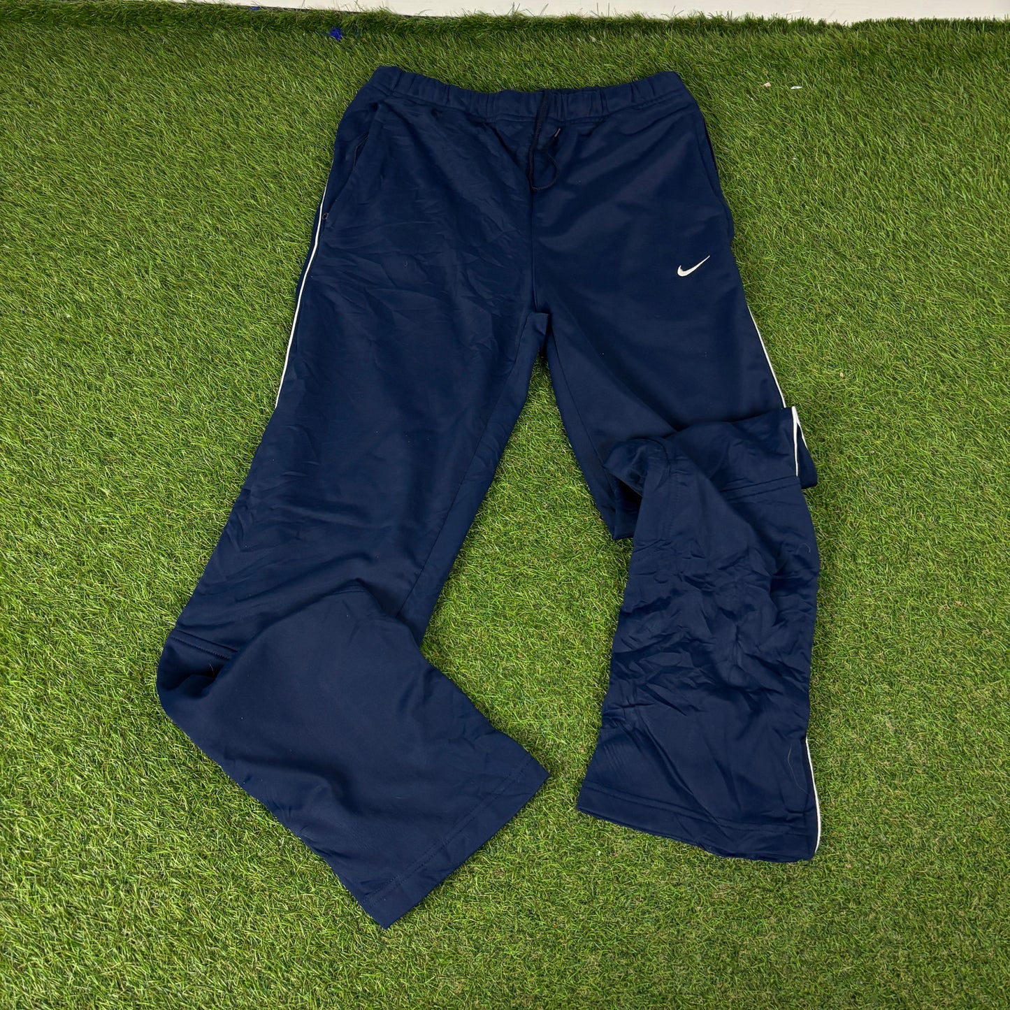 00s Nike Clima-Fit Piping Windbreaker Jacket + Joggers Set Blue Small