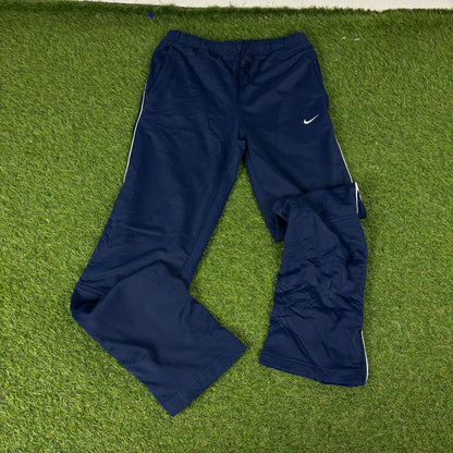 00s Nike Clima-Fit Piping Windbreaker Jacket + Joggers Set Blue Small