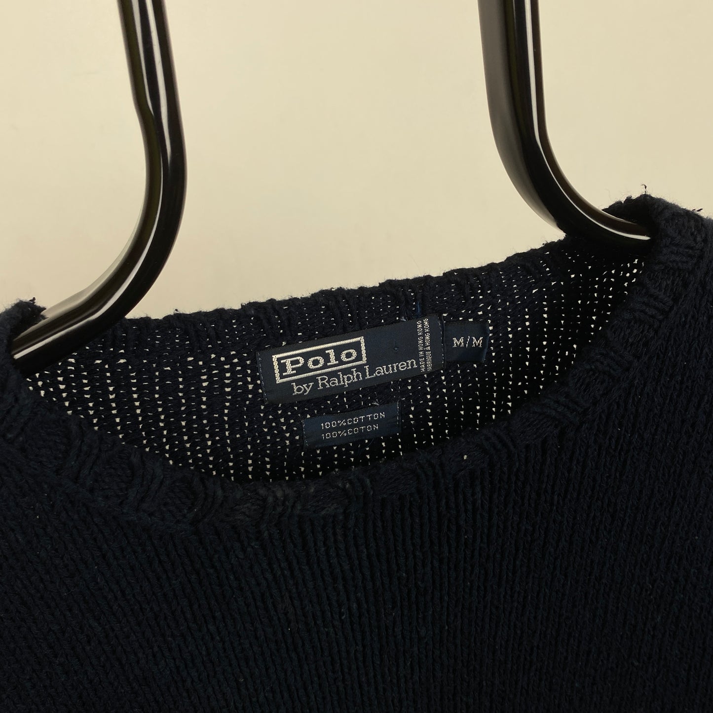 Retro Polo Ralph Lauren Knit Sweatshirt Black Medium