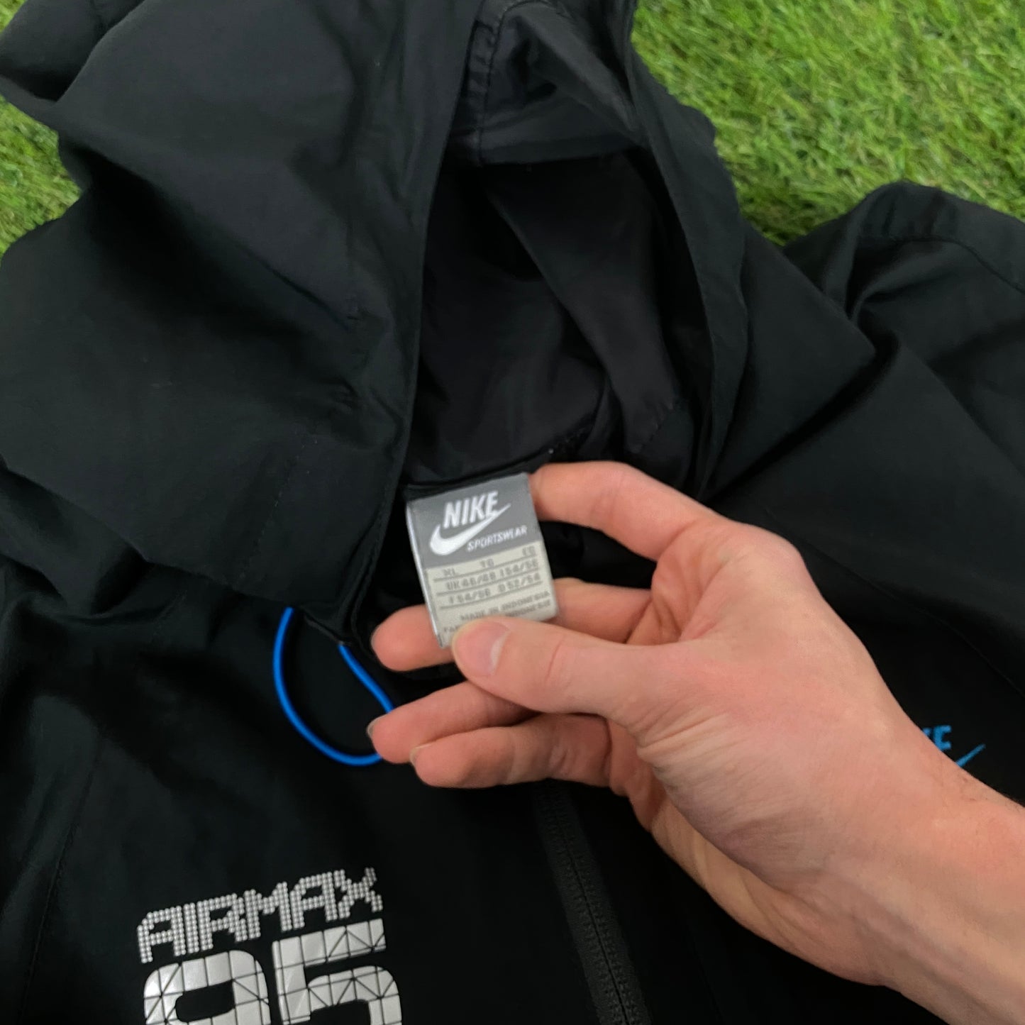 00s Nike Air Max 95 Windbreaker Tracksuit Set Jacket + Joggers Black XL