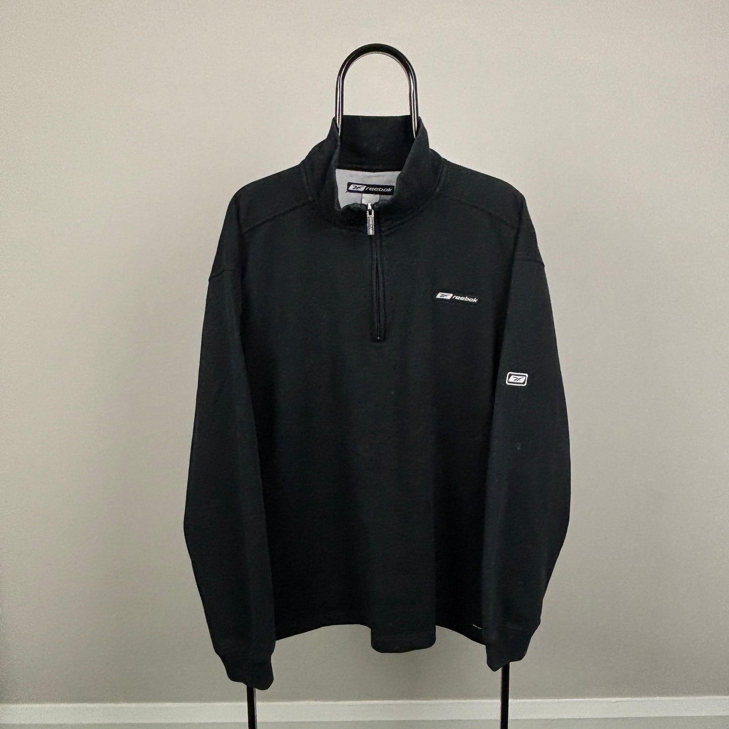 00s Reebok 1/4 Zip Sweatshirt Black Large