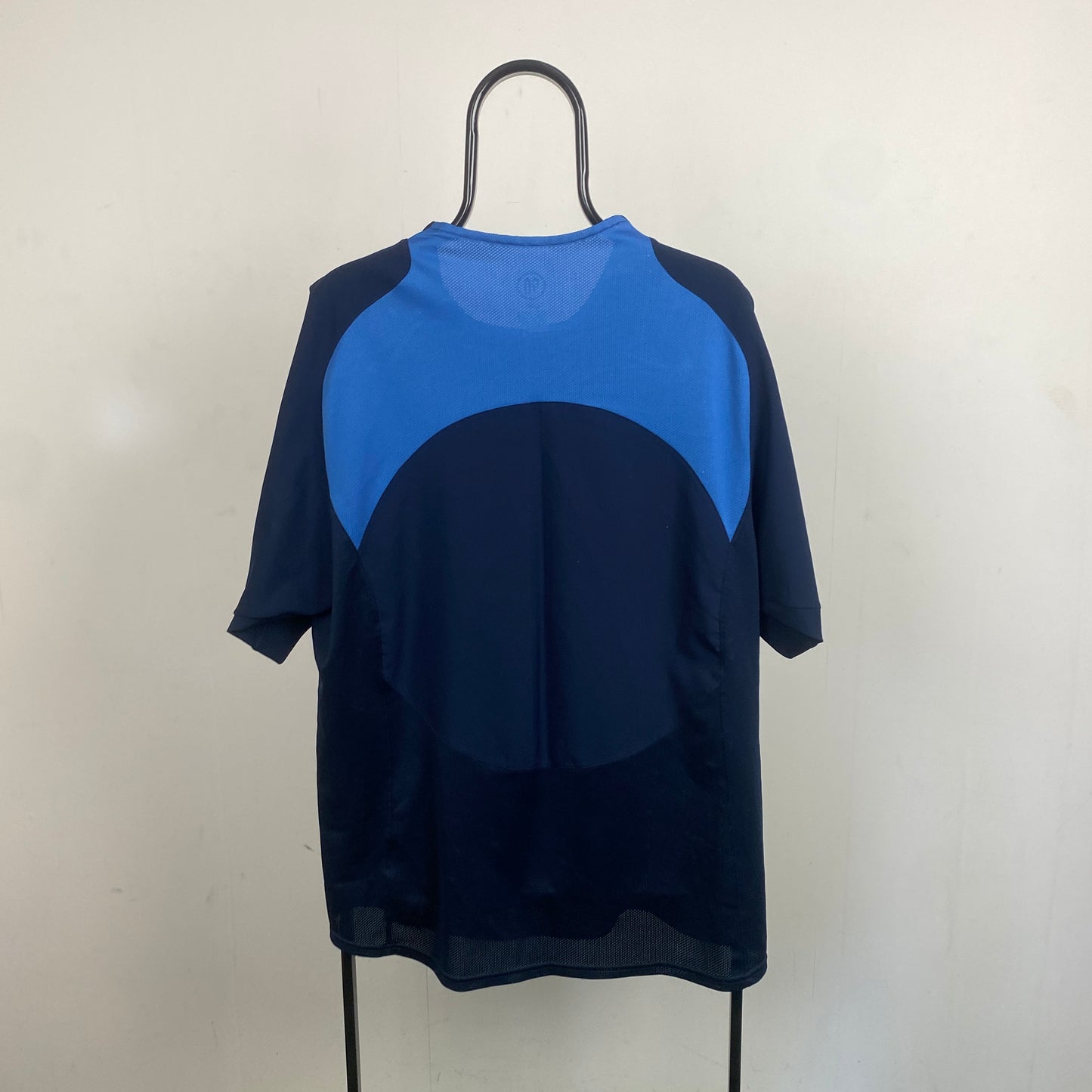 00s Nike Football Shirt T-Shirt Blue Large