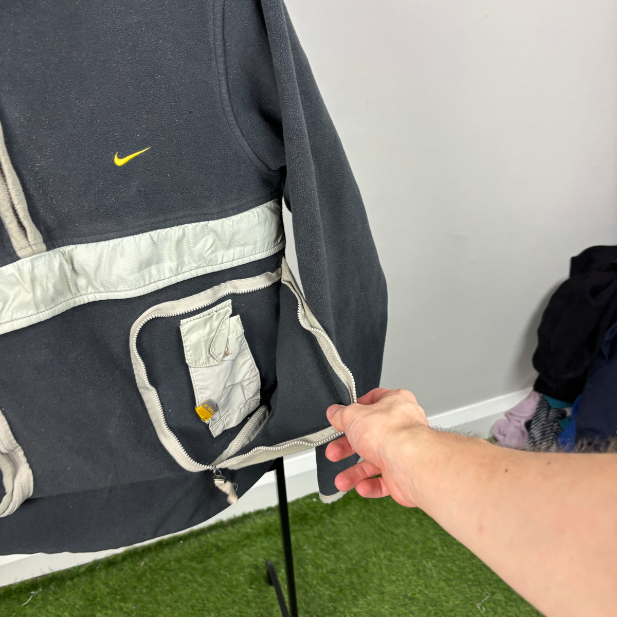 00s Nike Zip Pocket Fleece Sweatshirt Grey Small