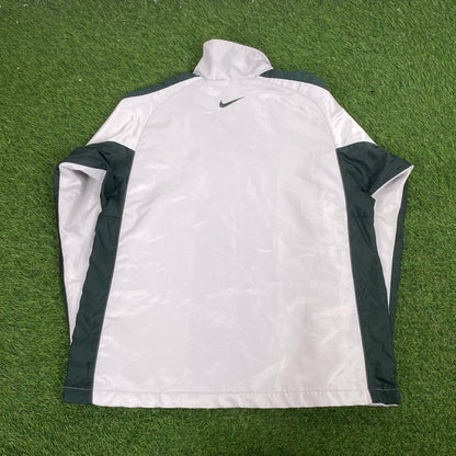 90s Nike Piping Windbreaker Jacket + Joggers Set White Small