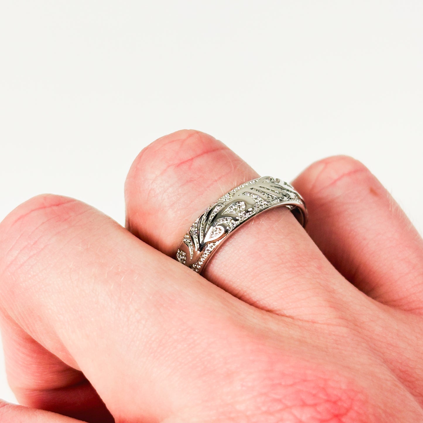 Engraved Leaf Ring .925 Silver