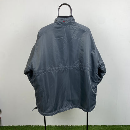 90s Nike Reversible Fleece Coat Jacket Grey Black Large