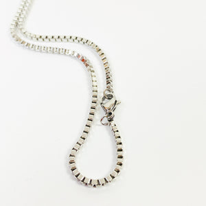 Retro Box Link Necklace Chain Silver