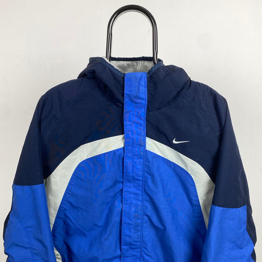 00s Nike Reversible Fleece Coat Jacket Blue Small