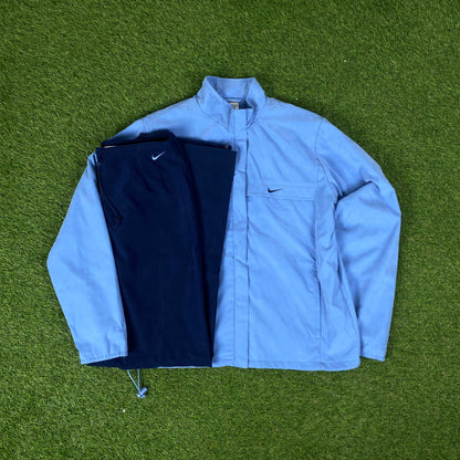 00s Nike Windbreaker Jacket + Joggers Set Blue Womens Medium