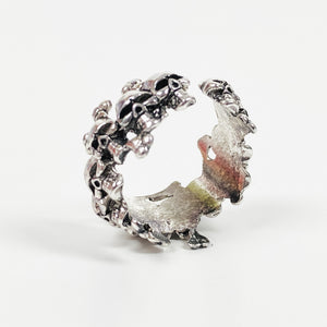 Vintage Retro Adjustable Skull Ring Silver