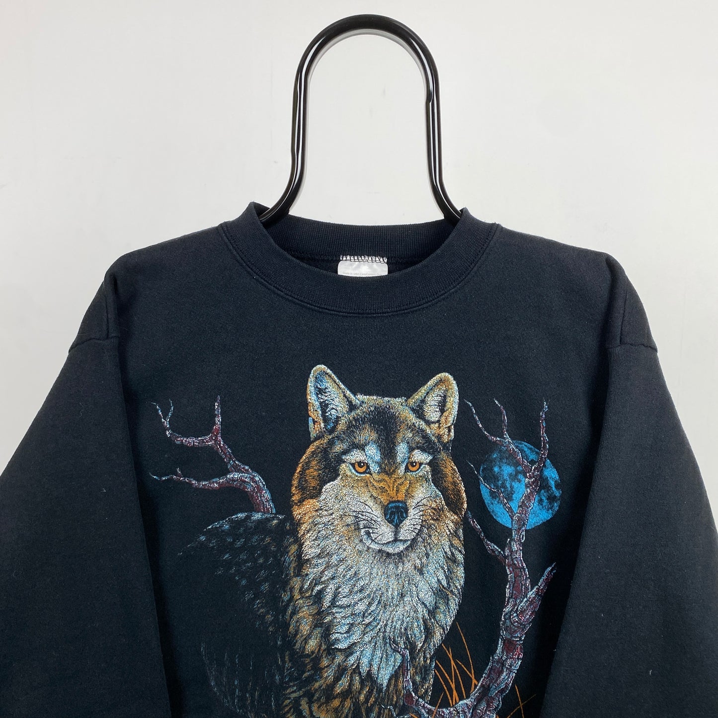 Retro Tultex Wolf Sweatshirt Black Large