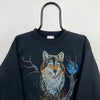 Retro Tultex Wolf Sweatshirt Black Large