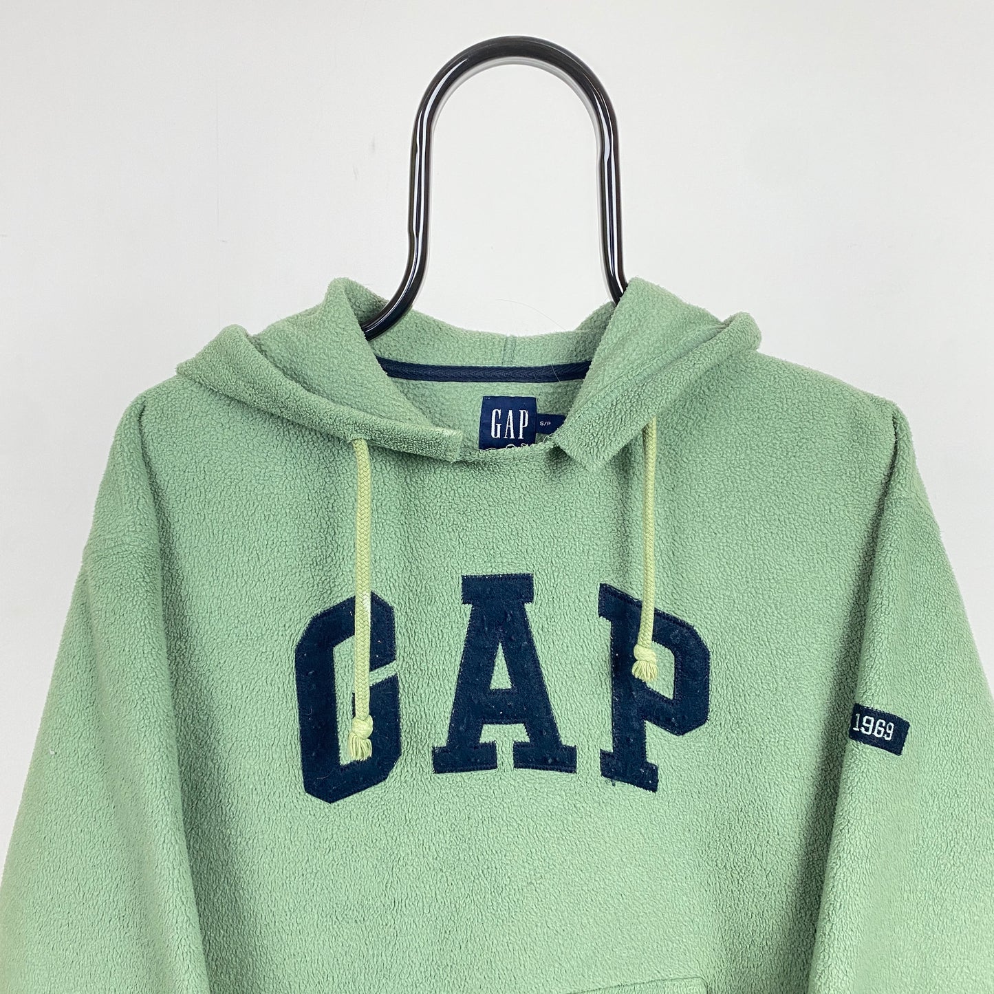 Retro Gap Fleece Hoodie Sage Green Small