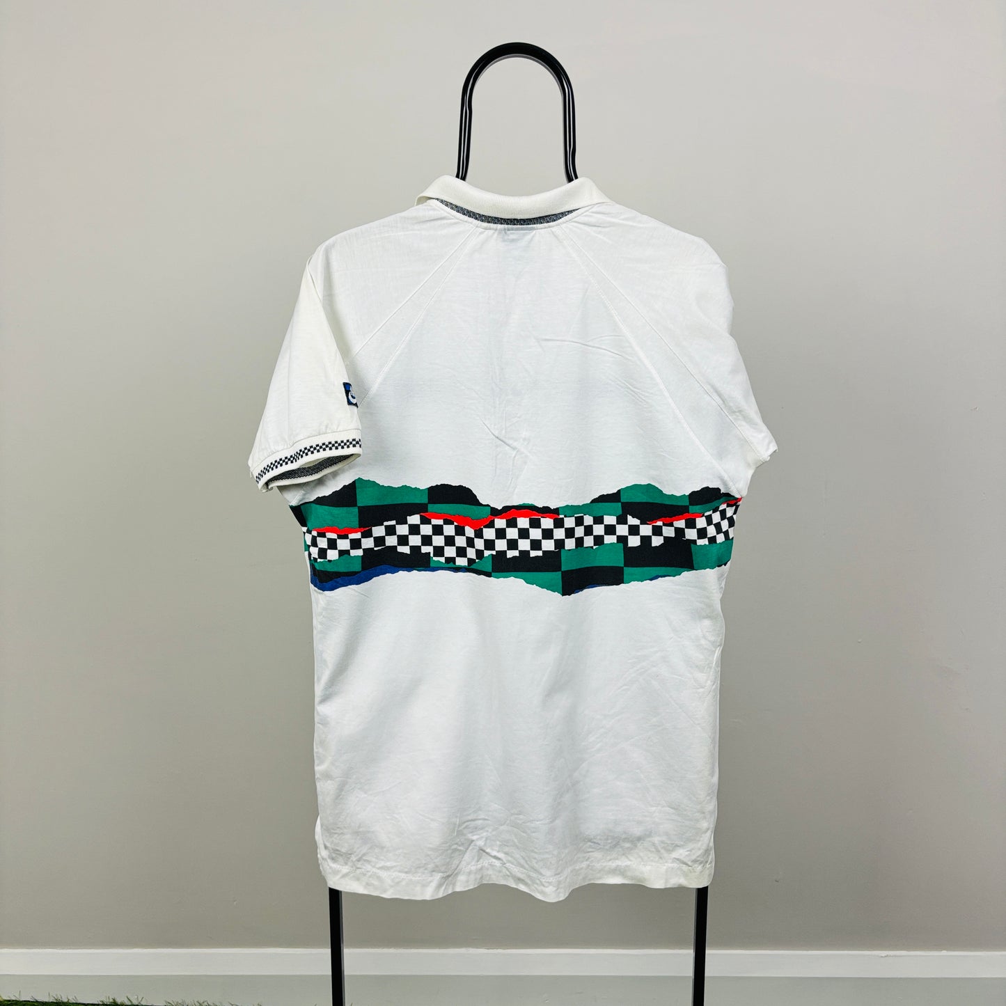 80s Nike John McEnroe Checkerboard Polo Shirt T-Shirt White Medium