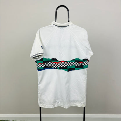 80s Nike John McEnroe Checkerboard Polo Shirt T-Shirt White Medium