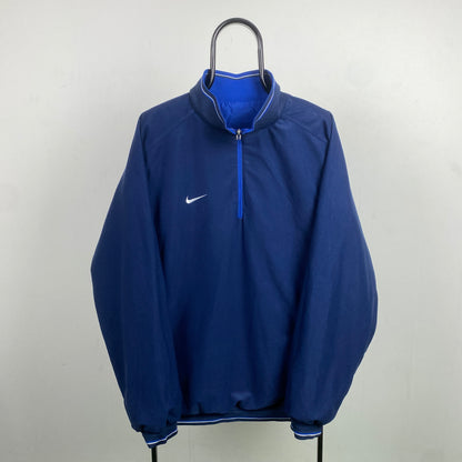 00s Nike Reversible Fleece Coat Jacket Blue XL