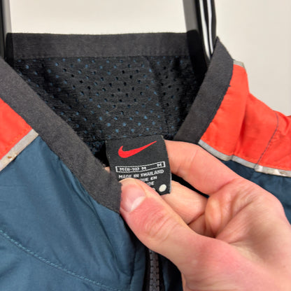 90s Nike Reflective Piping Windbreaker Jacket Blue Medium